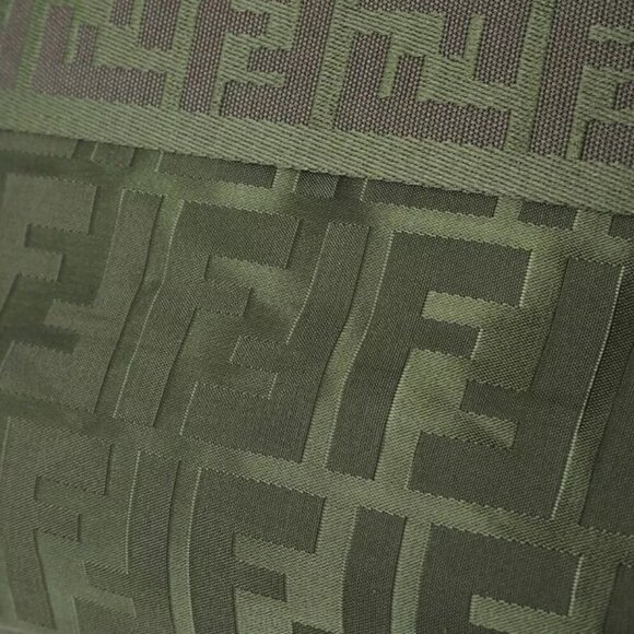 FENDI Zucca Nylon Tote Bag Khaki Ladies FF Pattern Handbag 450-013125 - Picture 5 of 12